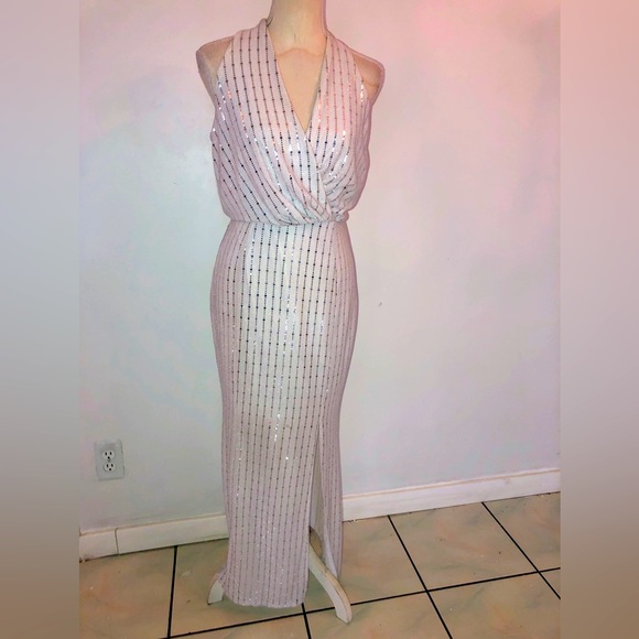 Alexa B. Nites-Silver Sparkly Racerback, Lined Cocktail Dress, Size 06 - Picture 13 of 14